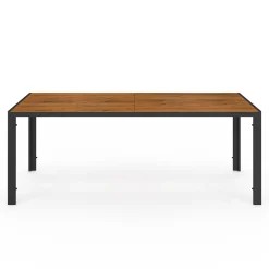 IDMarket Salon de jardin avec plateau effet bois et chaises empilables noir et bois* Salons De Jardin