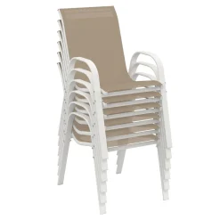 IDMarket Salon de jardin avec table extensible 135-270 cm et 12 chaises empilables blanc et beige* Salons De Jardin