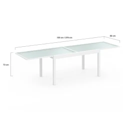 IDMarket Salon de jardin avec table extensible 135-270 cm et 12 chaises empilables blanc et beige* Salons De Jardin