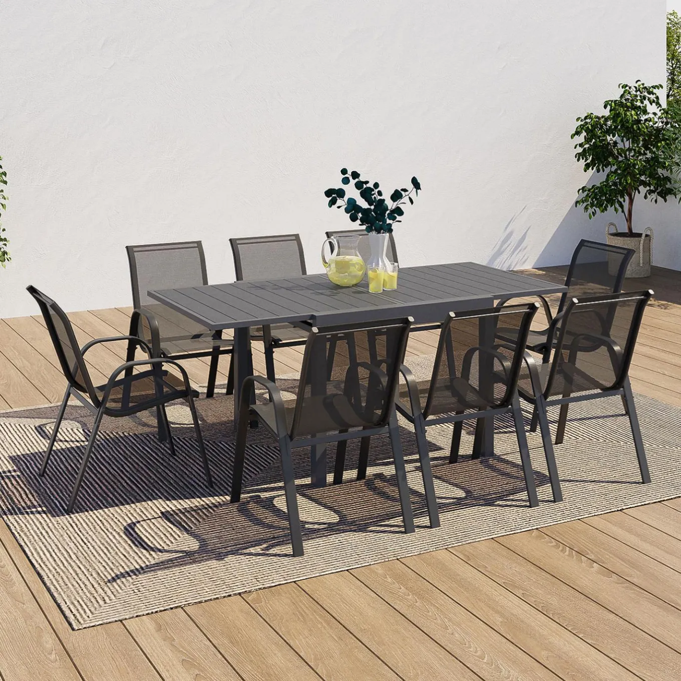 IDMarket Salon de jardin avec table extensible 8 places* Salons De Jardin
