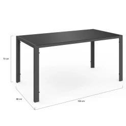 IDMarket Salon de jardin avec table 150 cm et 6 chaises empilables mix color et acier* Salons De Jardin