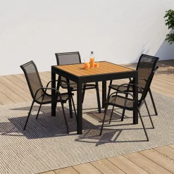 IDMarket Salon de jardin avec table bois et noir + 8 chaises* Salons De Jardin