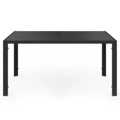 IDMarket Salon de jardin avec table 150 cm et 6 chaises empilables noir et acier* Salons De Jardin