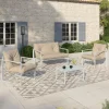 IDMarket Salon de jardin bas 4 personnes en acier blanc* Salons De Jardin