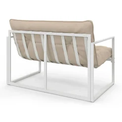 IDMarket Salon de jardin bas 4 personnes en acier blanc* Salons De Jardin