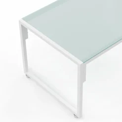 IDMarket Salon de jardin bas 4 personnes en acier blanc* Salons De Jardin