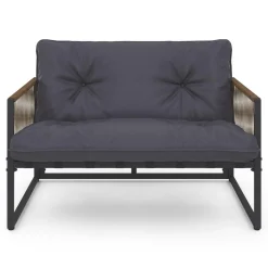 IDMarket Salon de jardin bas 6 personnes canapés et fauteuils gris anthracite et cordage effet rotin avec tables basses* Salons De Jardin