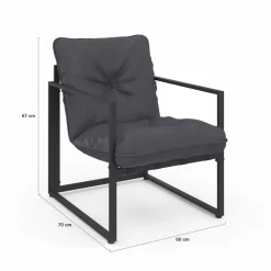 IDMarket Salon de jardin bas 4 places en acier coloris gris anthracite* Salons De Jardin