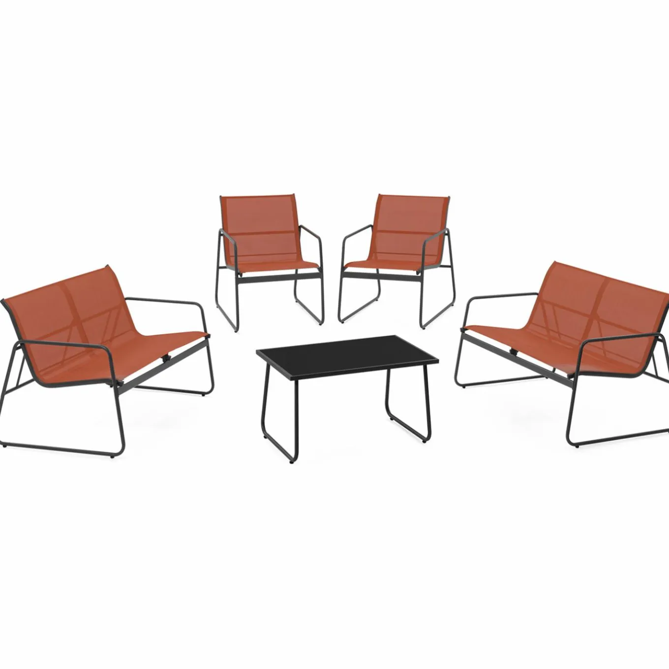 IDMarket Salon de jardin bas 6 places terracotta* Salons De Jardin