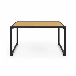 IDMarket Salon de jardin bas 4 places acier noir, cordage rotin clair et coussins noir* Salons De Jardin