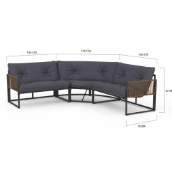 IDMarket Salon de jardin bas 8 places canapé d'angle, fauteuils avec coussin gris et 2 tables basses* Salons De Jardin