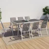 IDMarket Salon de jardin blanc et gris avec table extensible + 8 chaises* Salons De Jardin
