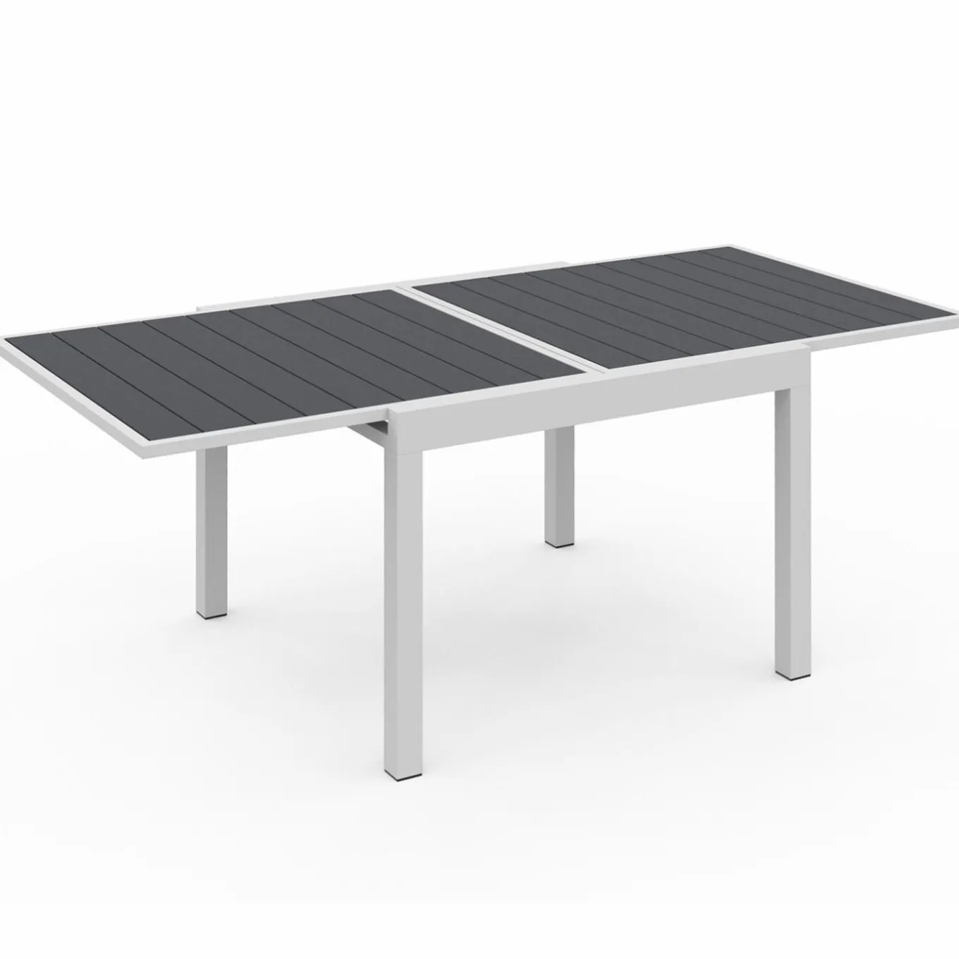 IDMarket Salon de jardin blanc et gris avec table extensible + 8 chaises* Salons De Jardin