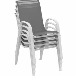 IDMarket Salon de jardin blanc et gris avec table extensible + 8 chaises* Salons De Jardin