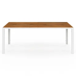 IDMarket Salon de jardin bois et blanc avec table 190 cm et 8 chaises empilables* Salons De Jardin