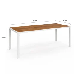 IDMarket Salon de jardin bois et blanc avec table 190 cm et 8 chaises empilables* Salons De Jardin