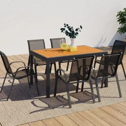 IDMarket Salon de jardin bois et gris anthracite avec table extensible et 12 chaises* Salons De Jardin