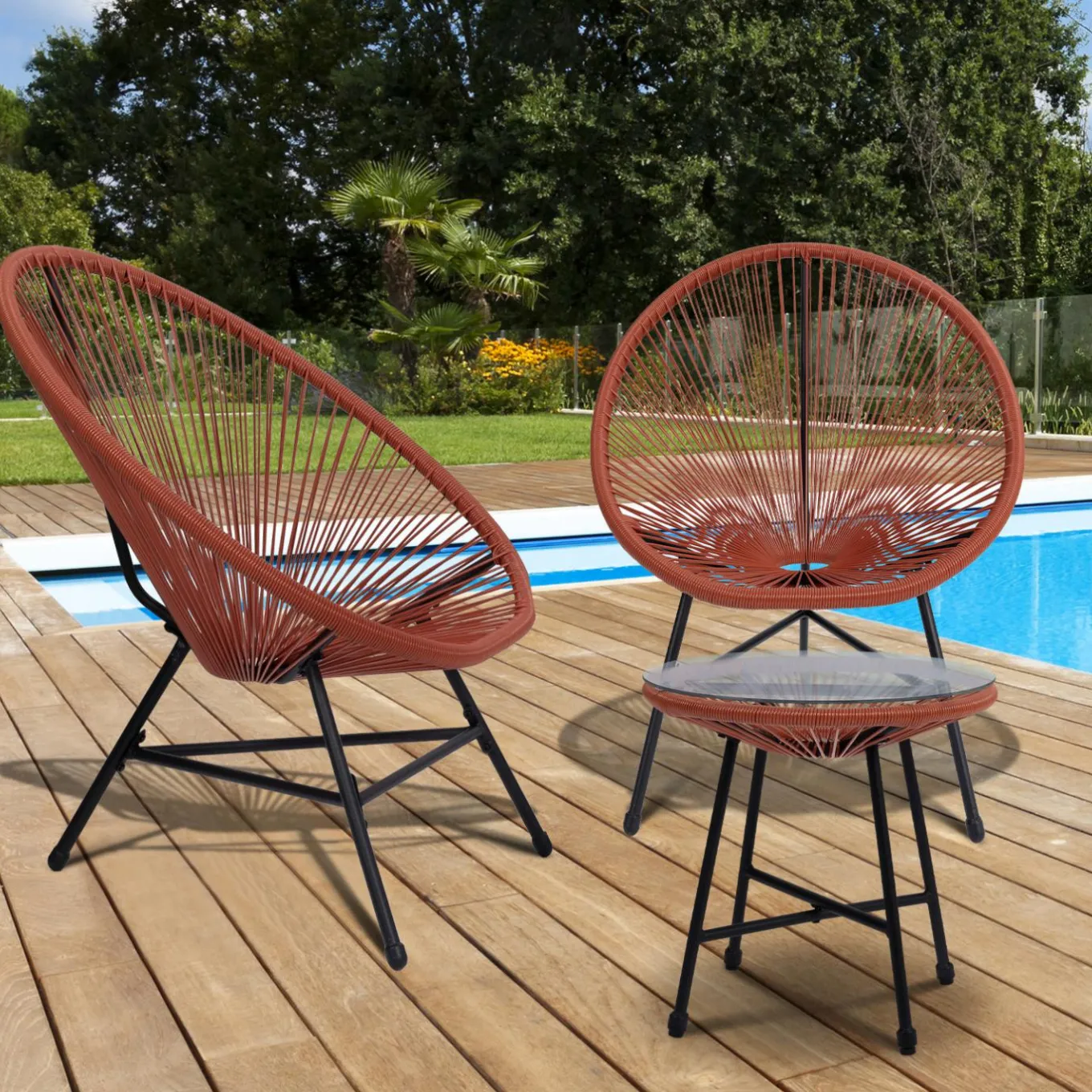 IDMarket Salon de jardin fil plastique terracotta* Salons De Jardin