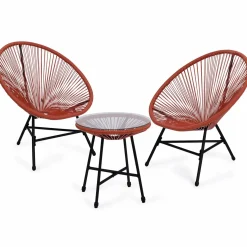 IDMarket Salon de jardin fil plastique terracotta* Salons De Jardin