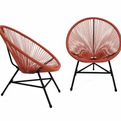 IDMarket Salon de jardin fil plastique terracotta* Salons De Jardin