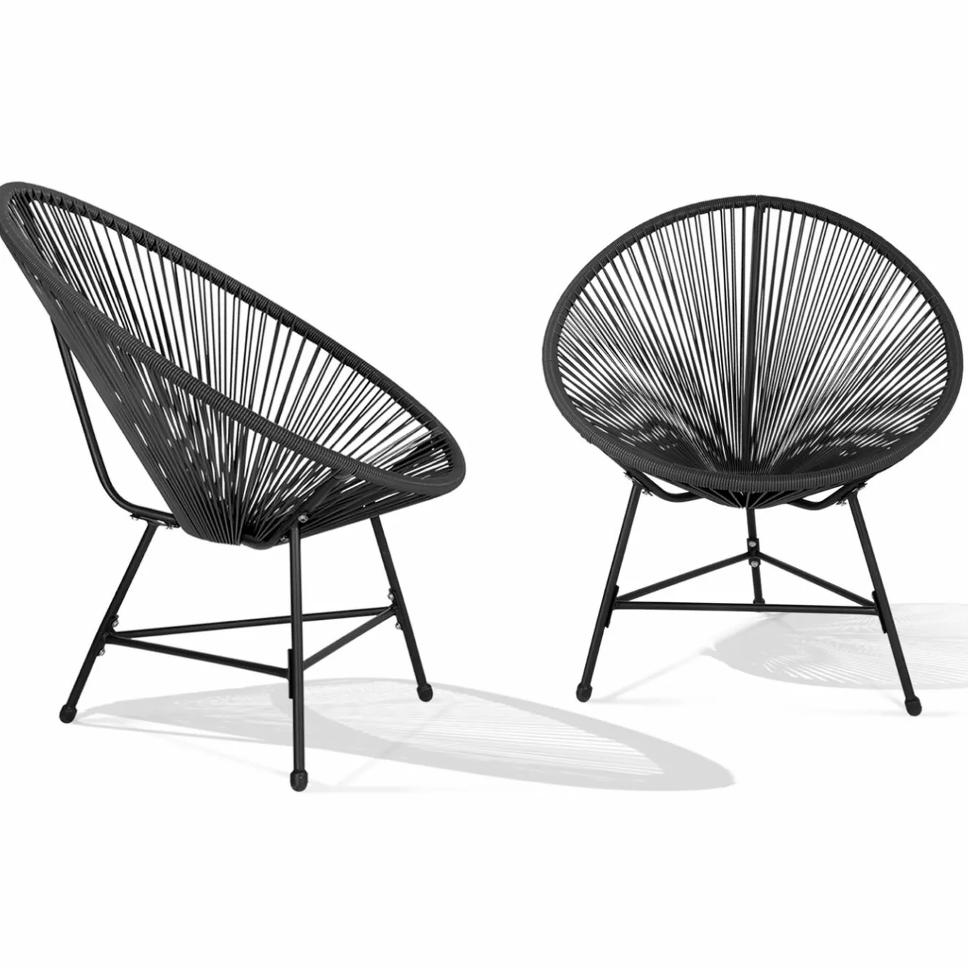IDMarket Salon de jardin fil plastique noir* Salons De Jardin