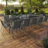 IDMarket Salon de jardin gris anthracite avec table extensible et 12 chaises* Salons De Jardin