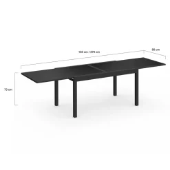 IDMarket Salon de jardin noir avec table extensible et 12 chaises empilables* Salons De Jardin