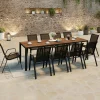 IDMarket Salon de jardin noir et bois table de jardin 240 cm avec 10 chaises empilables* Salons De Jardin