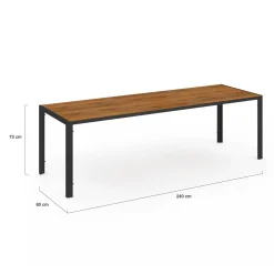 IDMarket Salon de jardin noir et bois table de jardin 240 cm avec 10 chaises empilables* Salons De Jardin