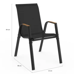 IDMarket Salon de jardin noir et bois table de jardin 240 cm avec 10 chaises empilables* Salons De Jardin