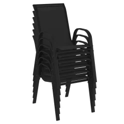 IDMarket Salon de jardin noir table 190 cm et 8 chaises empilables* Salons De Jardin