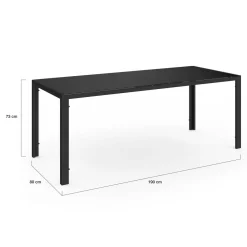 IDMarket Salon de jardin noir table 190 cm et 8 chaises empilables* Salons De Jardin