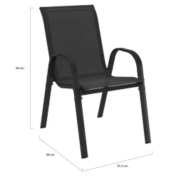 IDMarket Salon de jardin noir table 190 cm et 8 chaises empilables* Salons De Jardin