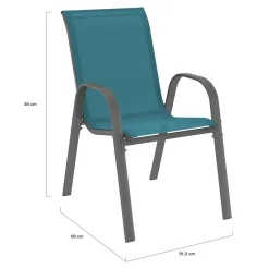 IDMarket Salon de jardin table 190 cm et 8 chaises empilables bleu canard* Salons De Jardin