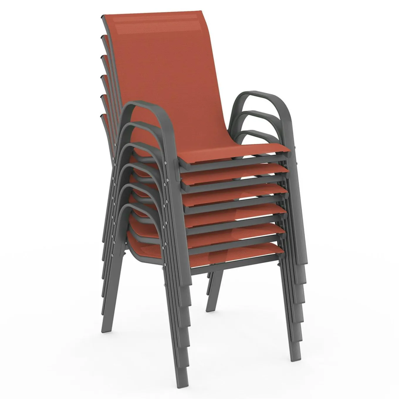 IDMarket Salon de jardin table 190cm et 8 chaises empilables terracotta* Salons De Jardin