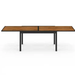 IDMarket Salon de jardin table extensible avec plateau verre trempé effet bois et chaises empilables* Salons De Jardin