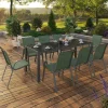 IDMarket Salon de jardin vert olive avec table 190 cm et 8 chaises empilables* Salons De Jardin