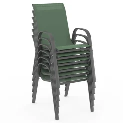 IDMarket Salon de jardin vert olive avec table 190 cm et 8 chaises empilables* Salons De Jardin