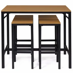 IDMarket Salon haut de jardin bar d'exterieur design industriel effet bois et noir* Salons De Jardin