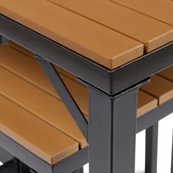 IDMarket Salon haut de jardin bar d'exterieur design industriel effet bois et noir* Salons De Jardin