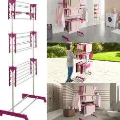 IDMarket Séchoir à linge en acier peint couleur prune* Séchoirs À Linge