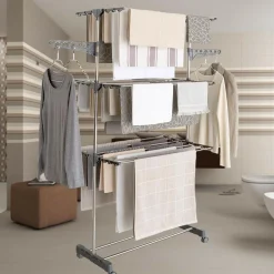 IDMarket Séchoir à linge en inox couleur grise* Séchoirs À Linge