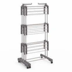 IDMarket Séchoir à linge pliable extensible 40M gris 3 niveaux* Séchoirs À Linge|Accessoires Salle De Bain