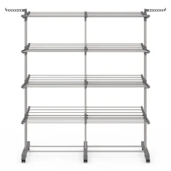 IDMarket Séchoir à linge vertical pliable et extensible 4 niveaux capacité 50m inox et gris* Rangement Et Accessoires|Séchoirs À Linge