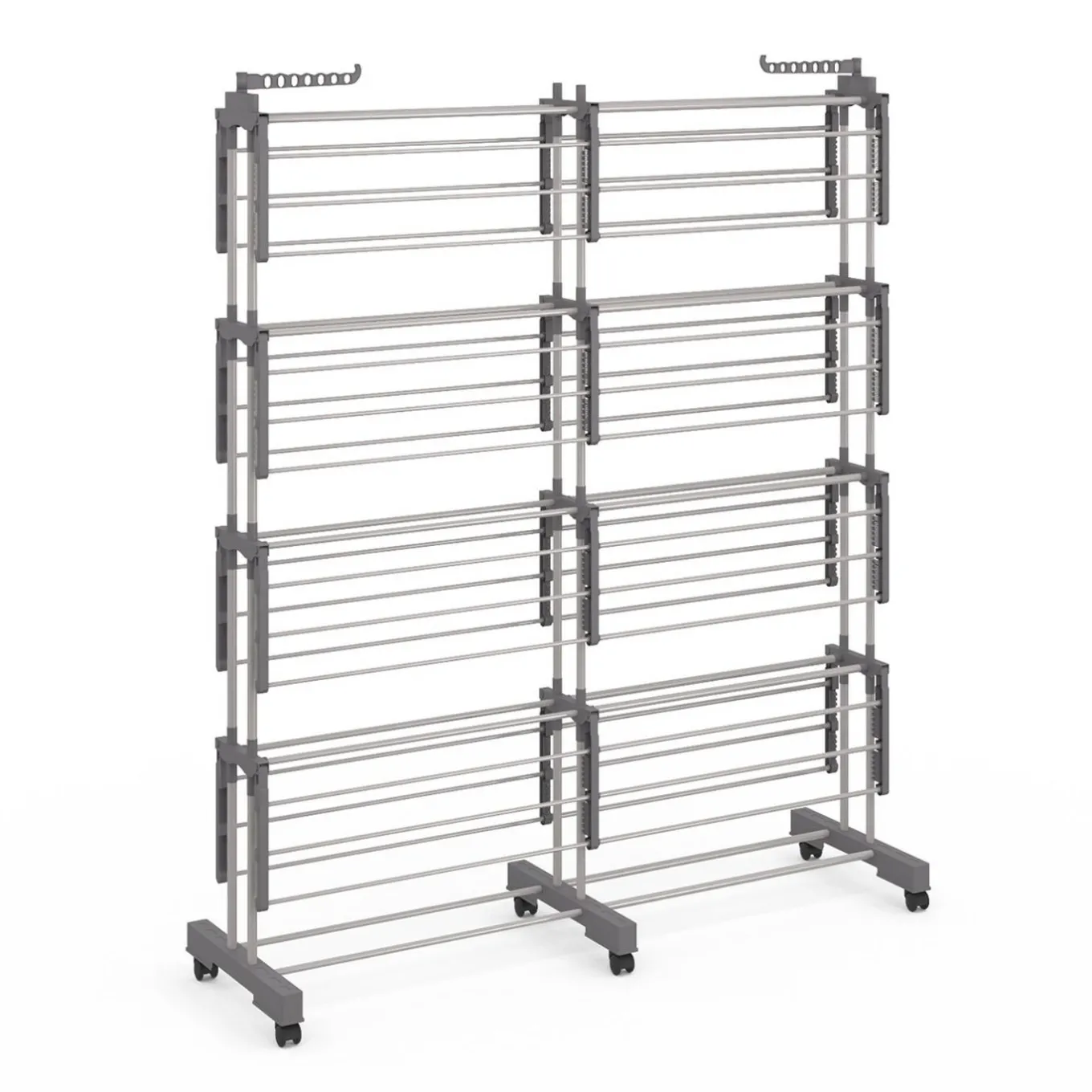 IDMarket Séchoir à linge vertical pliable et extensible 4 niveaux capacité 50m inox et gris* Rangement Et Accessoires|Séchoirs À Linge