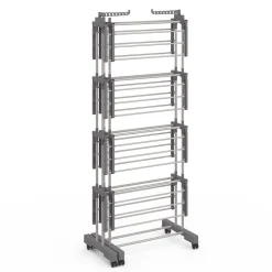 IDMarket Séchoir à linge vertical pliable et extensible 4 niveaux capacité 50m inox et gris* Rangement Et Accessoires|Séchoirs À Linge