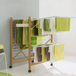 IDMarket Séchoir design imitation bois pliable* Séchoirs À Linge