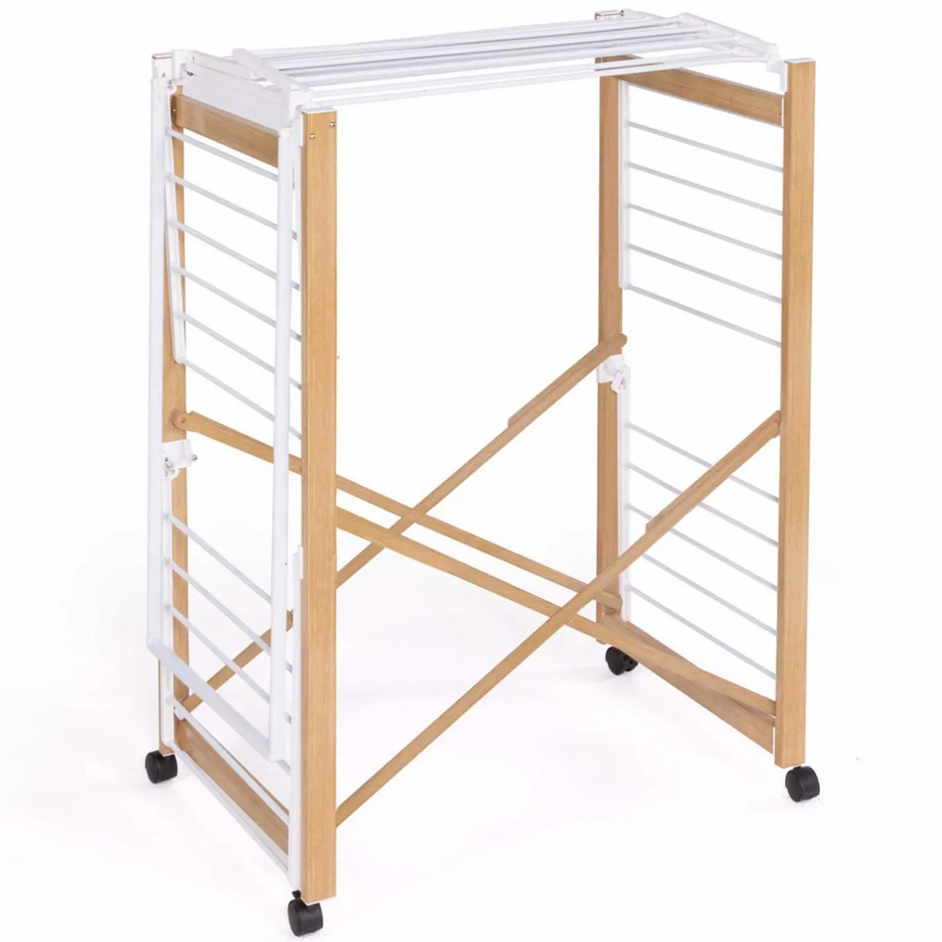 IDMarket Séchoir design imitation bois avec penderie pliable* Séchoirs À Linge