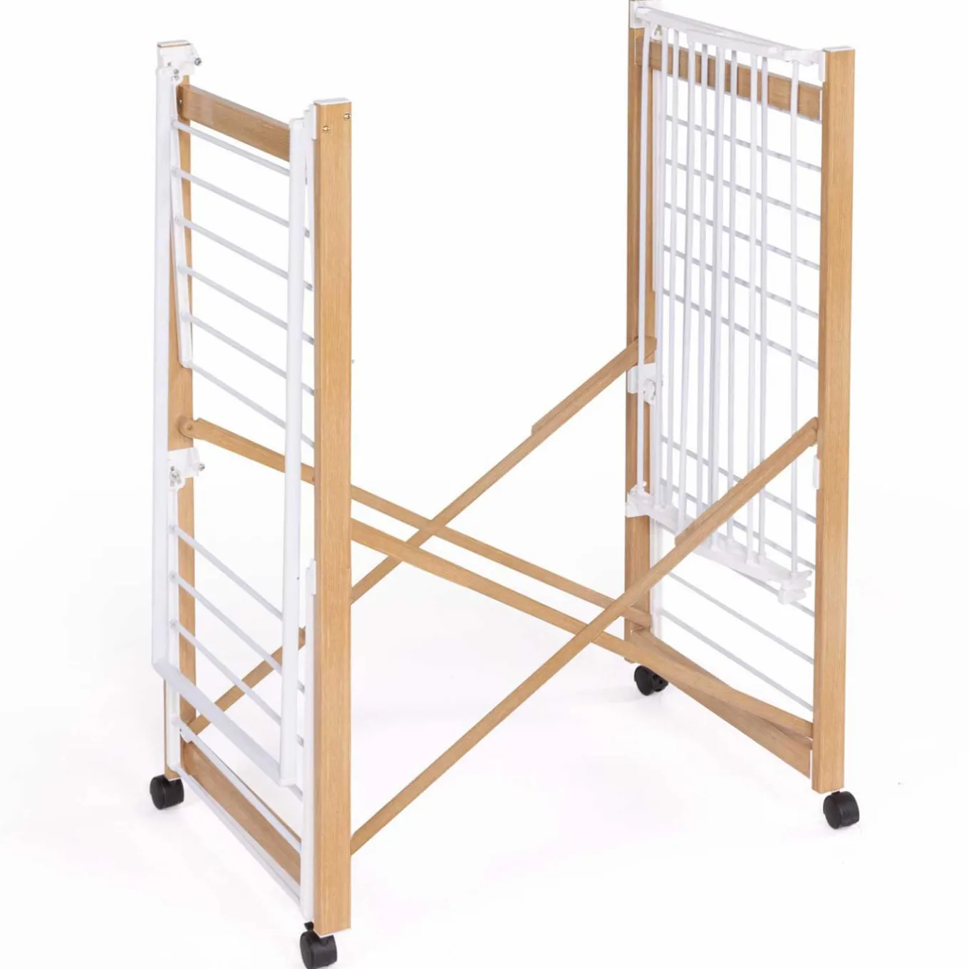 IDMarket Séchoir design imitation bois avec penderie pliable* Séchoirs À Linge