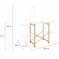 IDMarket Séchoir design imitation bois avec penderie pliable* Séchoirs À Linge